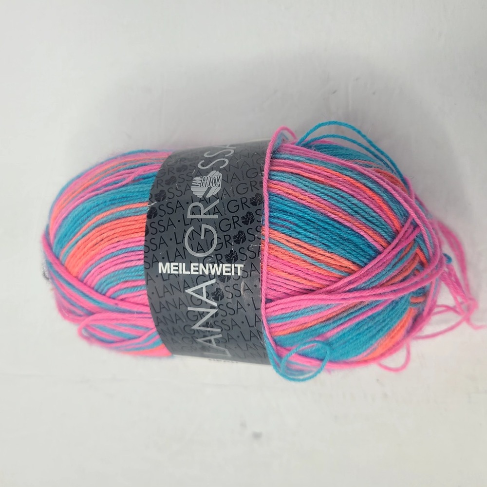 Lana Grossa Meilenweit Neon Yarn 1 Skein 80% Wool 20% Poly Italy